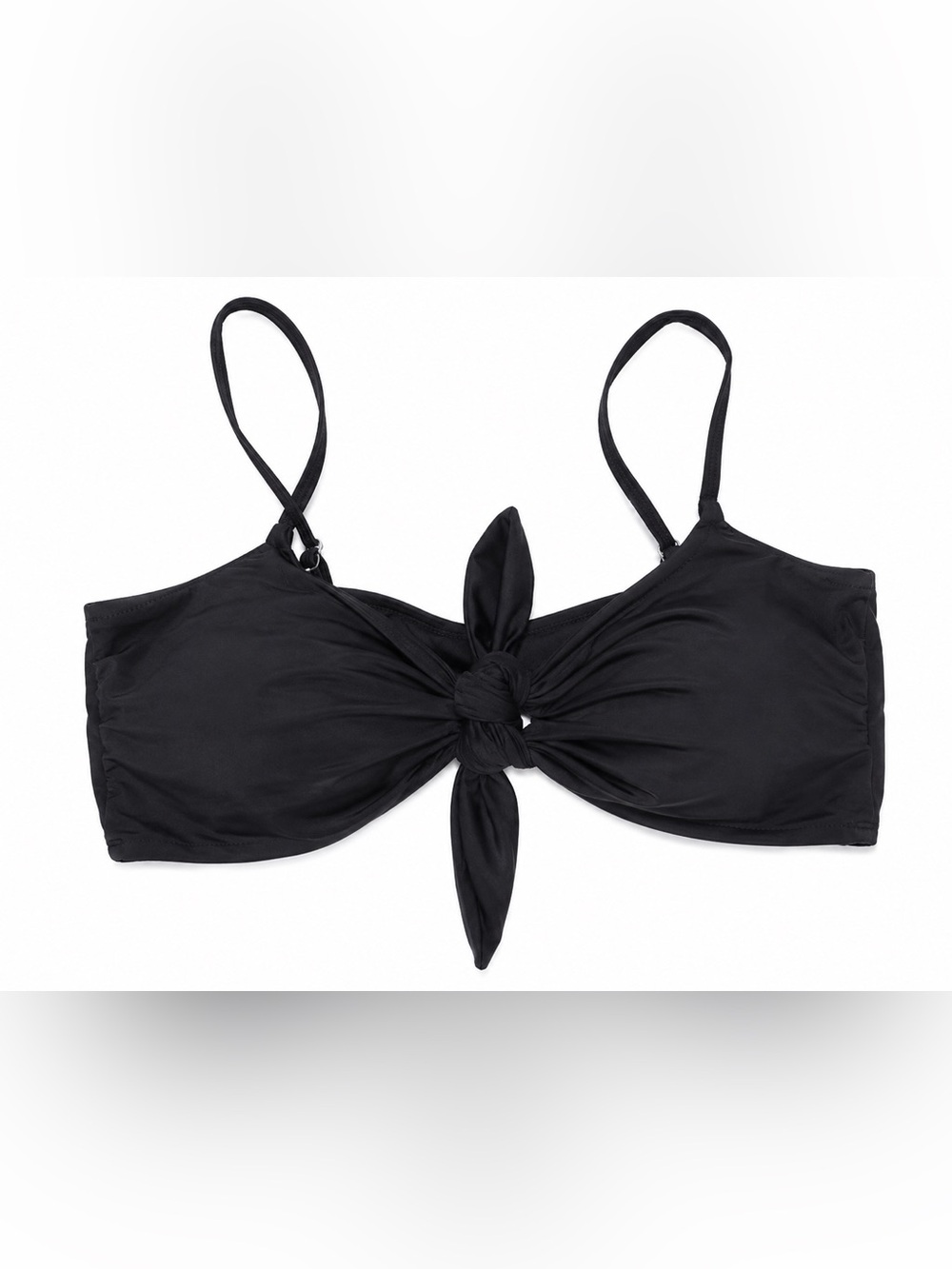 Black Tie-Front Bikini Top